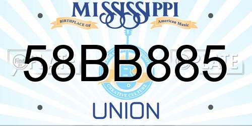 58BB885 Mississippi License Plate