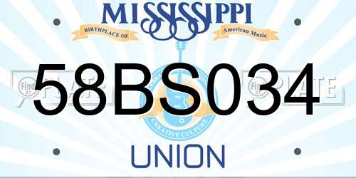 58BS034 Mississippi License Plate