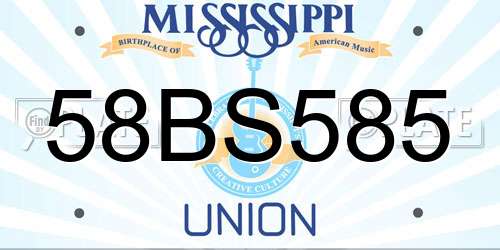 58BS585 Mississippi License Plate