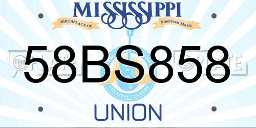 58BS858 Mississippi License Plate