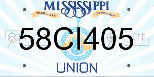 58CI405 Mississippi License Plate