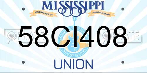 58CI408 Mississippi License Plate