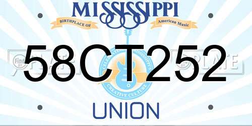 58CT252 Mississippi License Plate