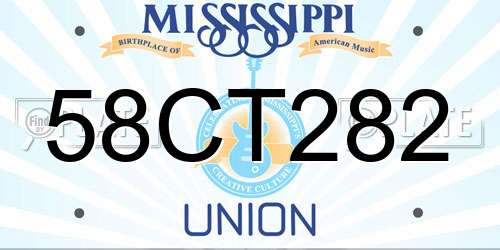 58CT282 Mississippi License Plate
