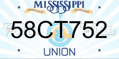 58CT752 Mississippi License Plate