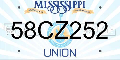 58CZ252 Mississippi License Plate