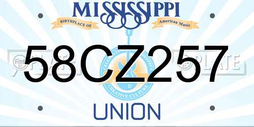 58CZ257 Mississippi License Plate