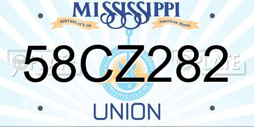 58CZ282 Mississippi License Plate