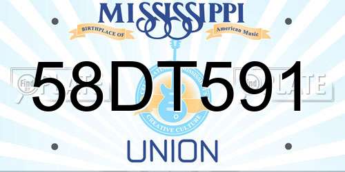 58DT591 Mississippi License Plate