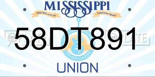58DT891 Mississippi License Plate