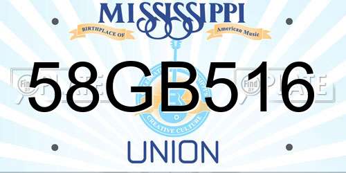 58GB516 Mississippi License Plate