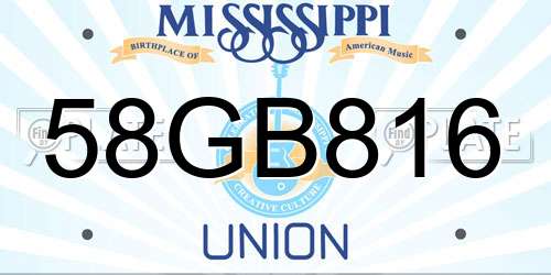 58GB816 Mississippi License Plate