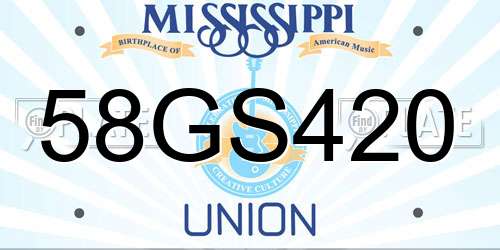 58GS420 Mississippi License Plate