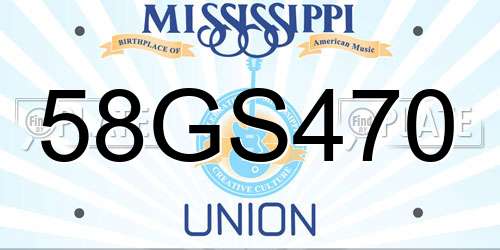 58GS470 Mississippi License Plate