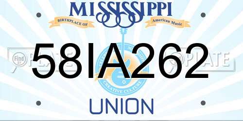 58IA262 Mississippi License Plate