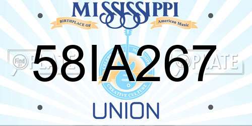 58IA267 Mississippi License Plate