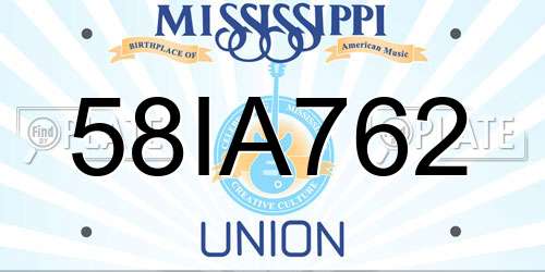 58IA762 Mississippi License Plate