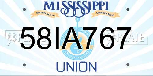 58IA767 Mississippi License Plate