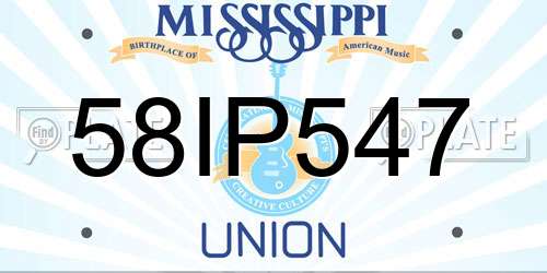 58IP547 Mississippi License Plate