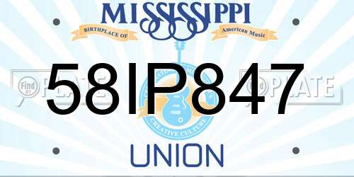 58IP847 Mississippi License Plate