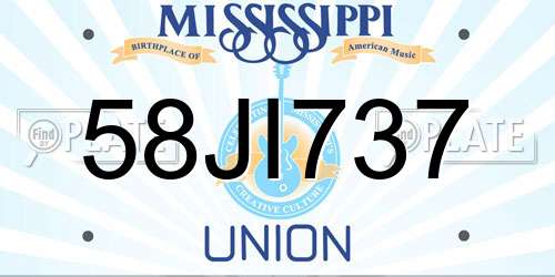 58JI737 Mississippi License Plate