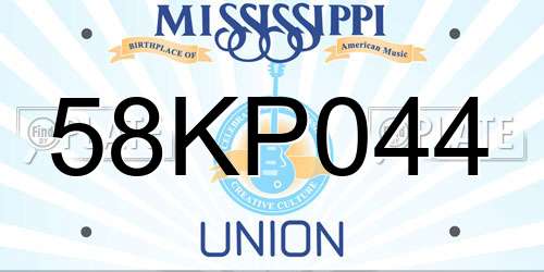 58KP044 Mississippi License Plate