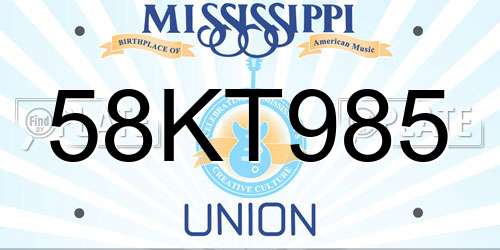 58KT985 Mississippi License Plate