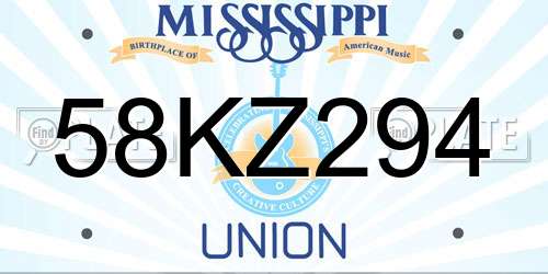 58KZ294 Mississippi License Plate