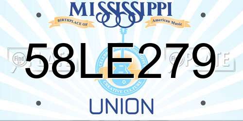 58LE279 Mississippi License Plate