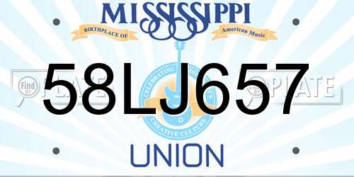 58LJ657 Mississippi License Plate