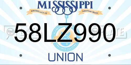 58LZ990 Mississippi License Plate