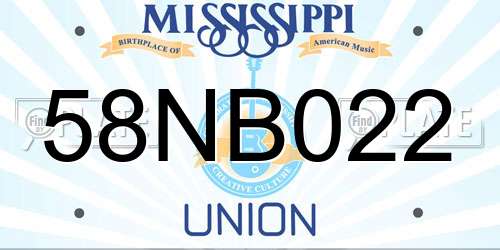 58NB022 Mississippi License Plate
