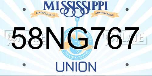 58NG767 Mississippi License Plate