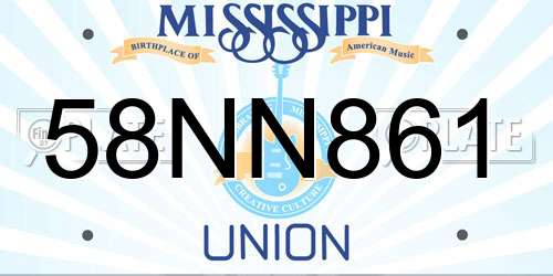 58NN861 Mississippi License Plate