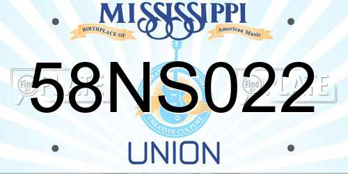 58NS022 Mississippi License Plate