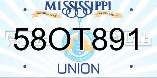 58OT891 Mississippi License Plate