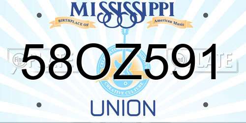 58OZ591 Mississippi License Plate