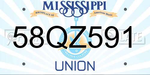58QZ591 Mississippi License Plate