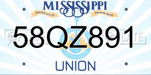58QZ891 Mississippi License Plate