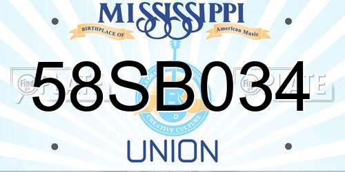 58SB034 Mississippi License Plate