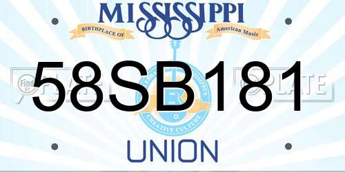 58SB181 Mississippi License Plate