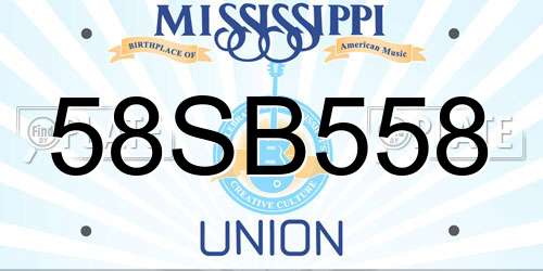 58SB558 Mississippi License Plate