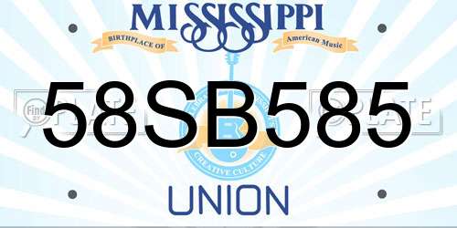 58SB585 Mississippi License Plate