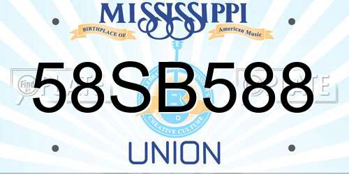 58SB588 Mississippi License Plate