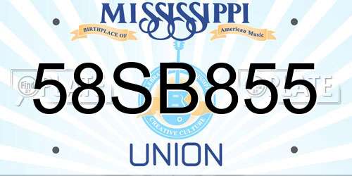 58SB855 Mississippi License Plate