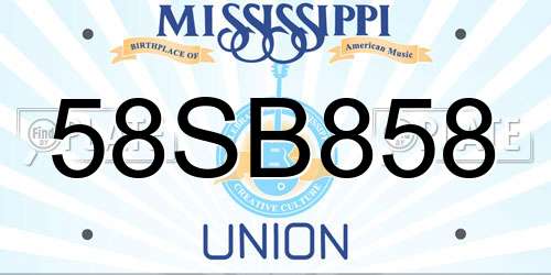 58SB858 Mississippi License Plate