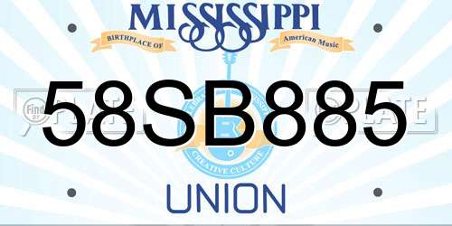 58SB885 Mississippi License Plate