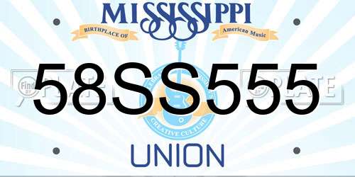 58SS555 Mississippi License Plate