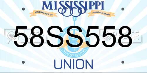 58SS558 Mississippi License Plate
