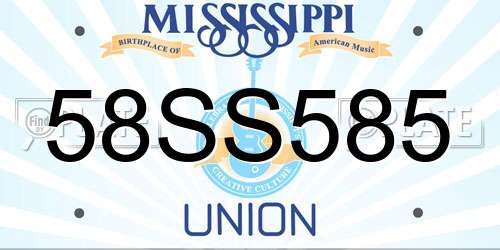 58SS585 Mississippi License Plate